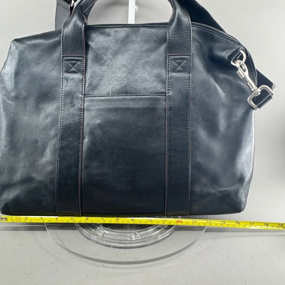 Jack Spade Warren Street Leather Briefcase Laptop Messenger Bag Black Crossbody